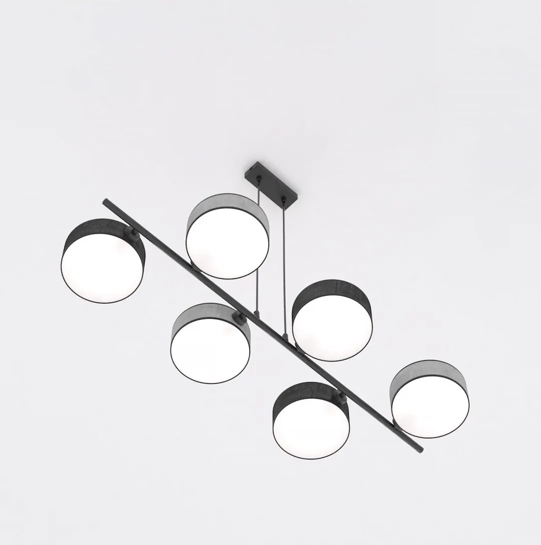 Lampa wisząca DRUMZ 6 MIX2 abażur czarny szary - 1567/6