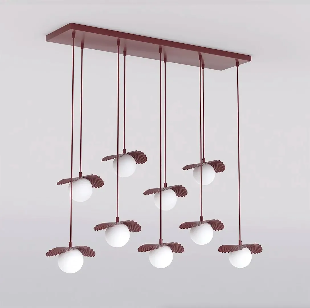 Lampa wisząca FLORA 9 burgundowy opal