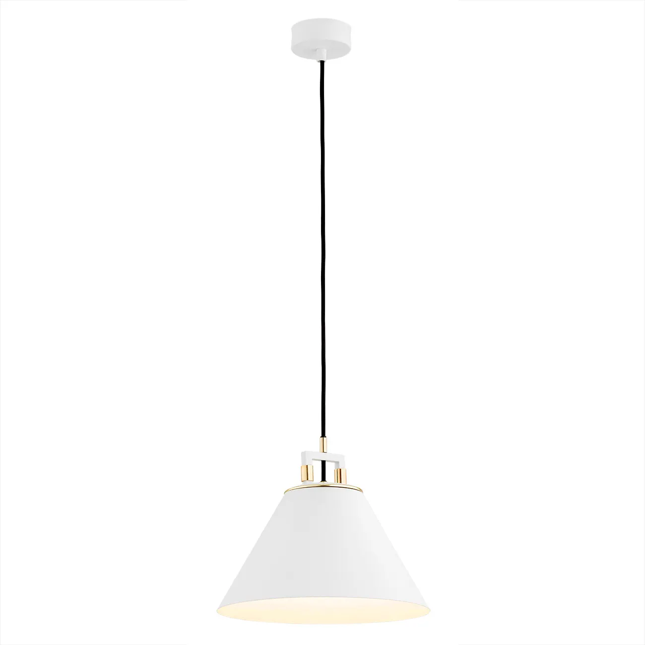 Lampa wisząca ORTE biały mosiądz z czarnym przewodem 105x28cm Lampa wisząca ORTE biały mosiądz z czarnym przewodem 105x28cm