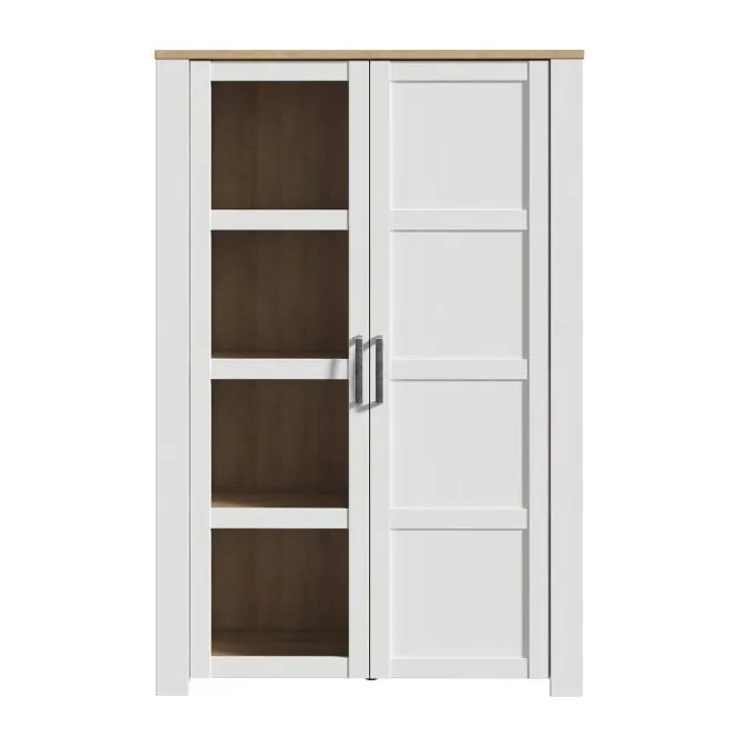 Witryna niska 2-drzwiowa CHISBURY - dąb riviera, modrzew jasny sibu - BHLV621-M482