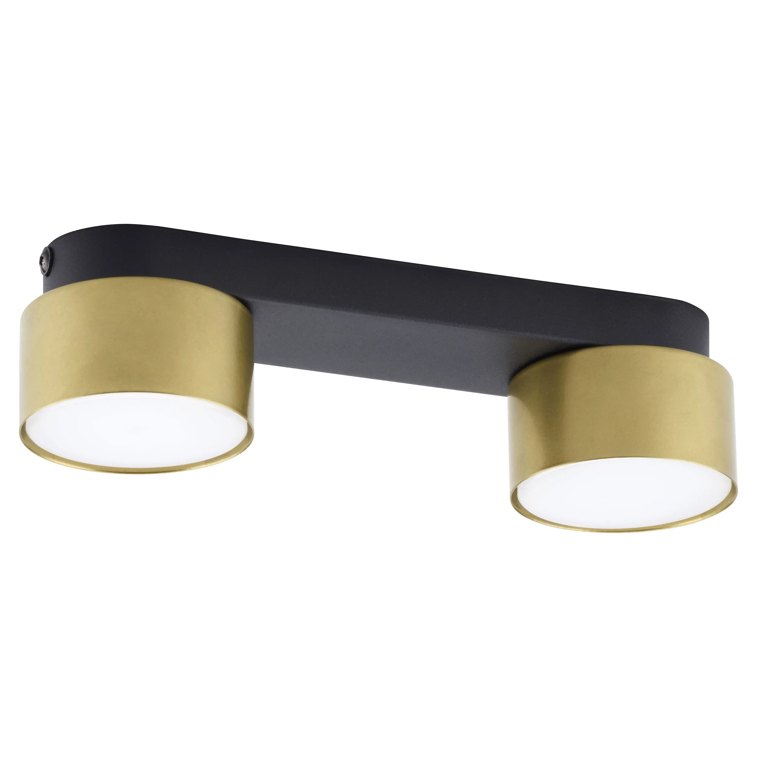 Lampa sufitowa SPACE czarna na listwie ze złotymi reflektorami 26x8x6cm