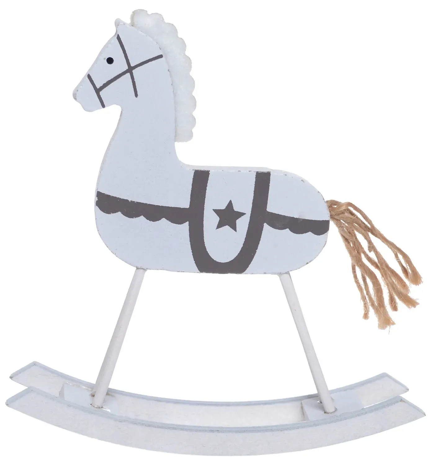 Konik drewniany na biegunach MAŁY 8826 biało-szary