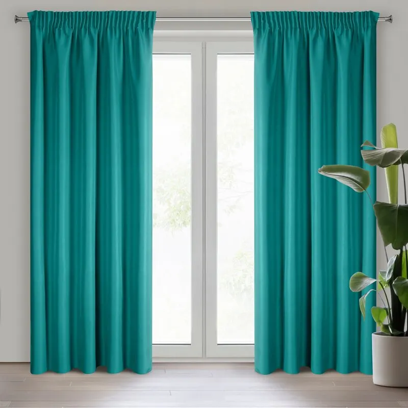 ZASŁONA GOTOWA RITA NA TAŚMIE 140X270 CM TURKUSOWY