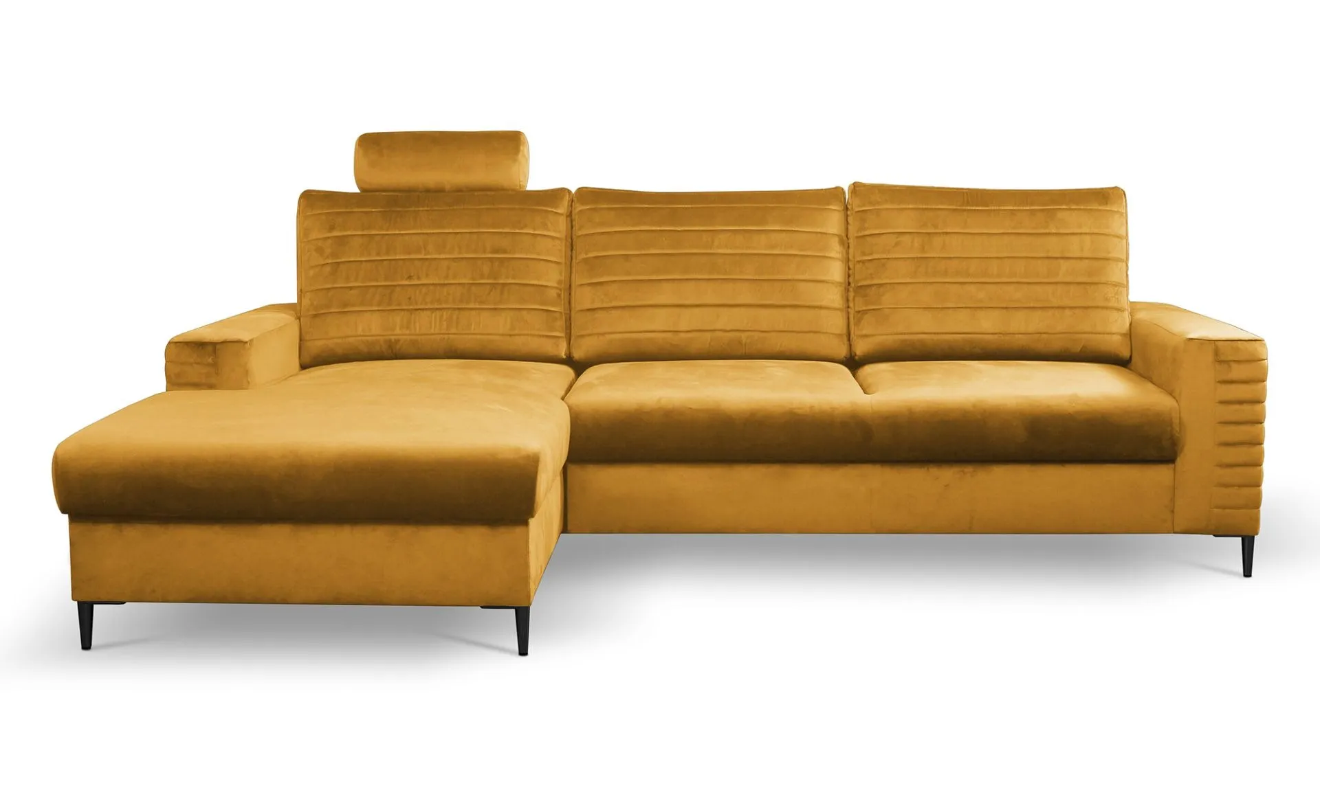 Narożnik rozkładany z pojemnikiem COLLIN VELLUTO 253 cm lewy musztardowy - COLILIN_NAR_VELLUTO8_L