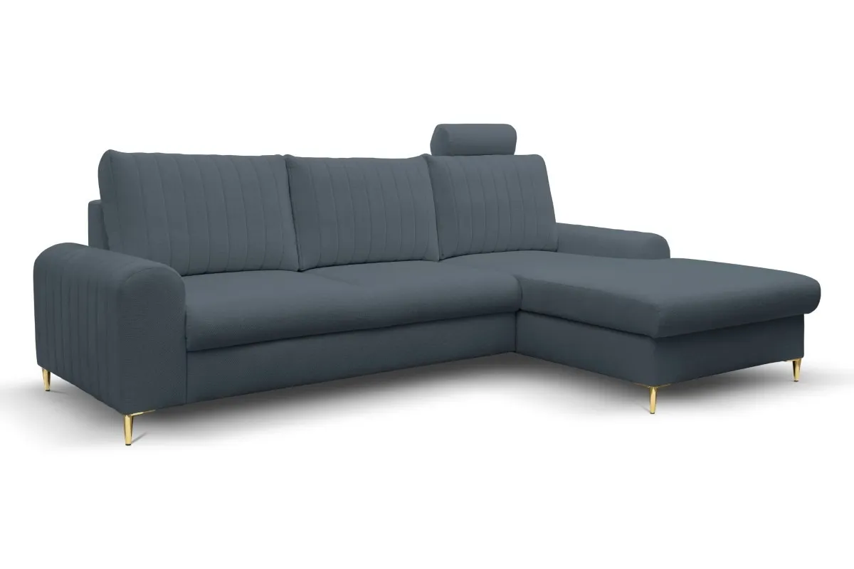 Narożnik rozkładany z pojemnikiem MONACO LOFT 251 cm prawy niebieski Narożnik rozkładany z pojemnikiem MONACO LOFT 251 cm prawy niebieski