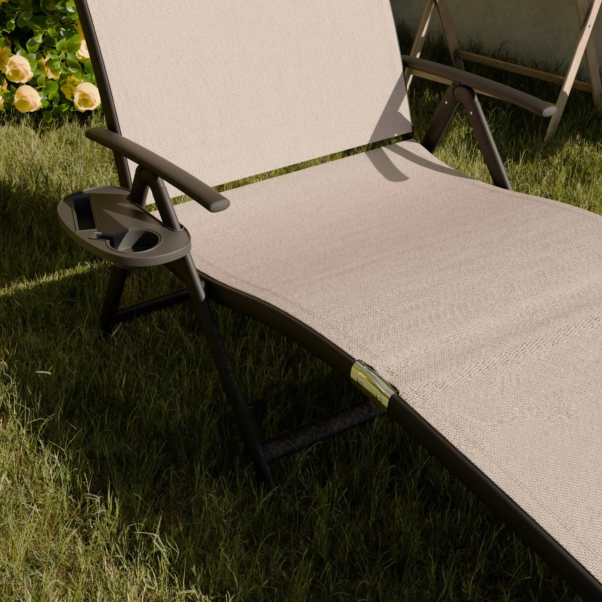 Leżak ogrodowy składany TARDY 182 cm aluminiowy beżowy Zenjoy - TARDY_BEZOWY