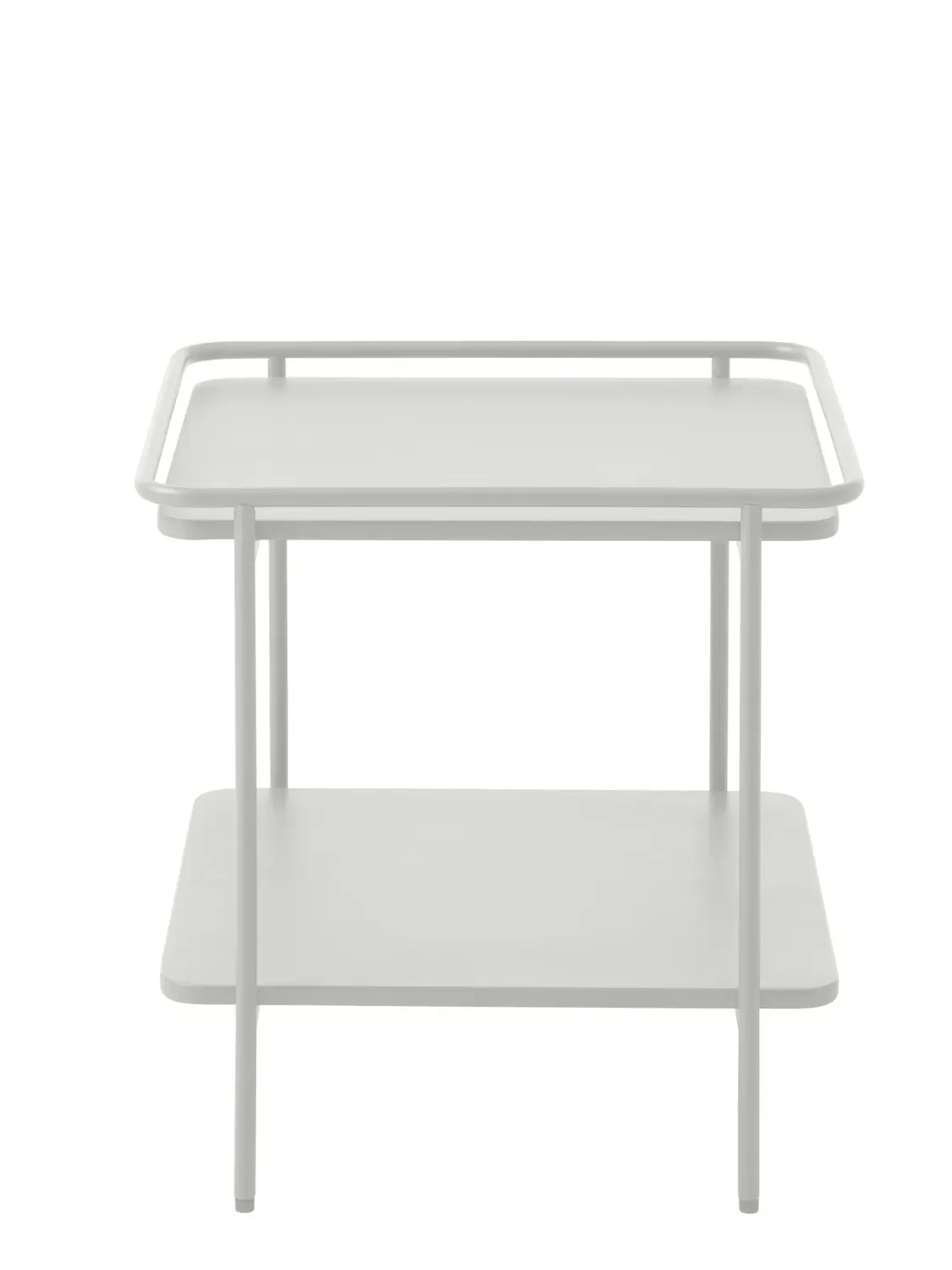 Stolik kawowy metalowy YUBA z półką 45x45 cm - złamana biel - UN_54880001