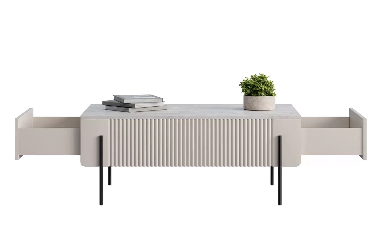 MALMI Ława 100 2SZ - cashmere / crema bianca / czarne nogi - B_162304