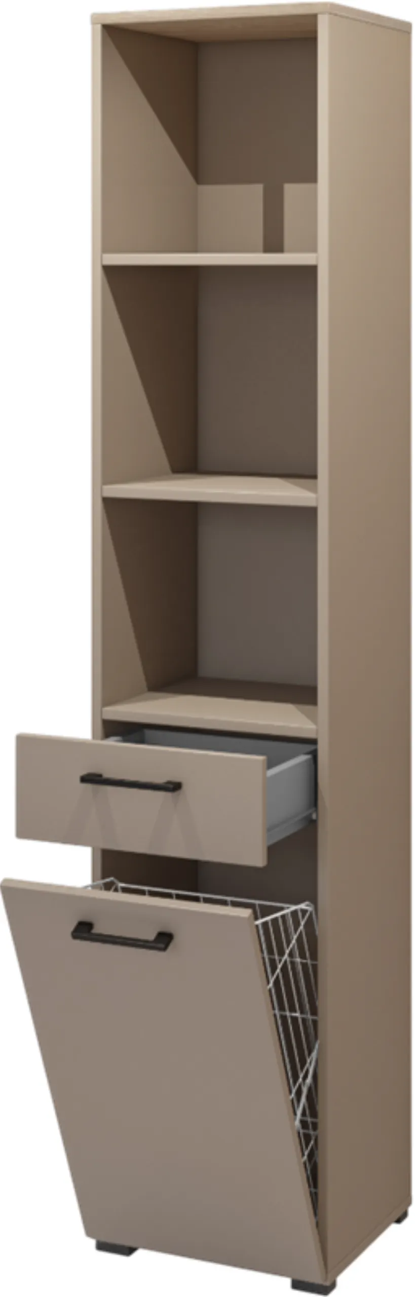 Regał z koszem na pranie i szufladą ROSA 197x40 congo efekt drewna - 30CDNO66