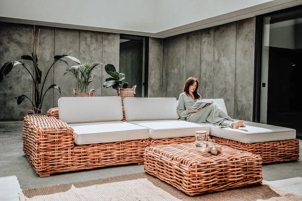 Sofa INKA PRAWA rattanowa 340x200 Naturalny - MNMH5IN