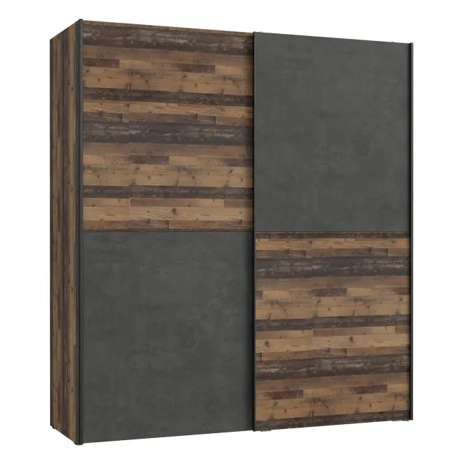 Szafa 2-drzwiowa CLIF drzwi przesuwne 170 cm,old wood vintage, beton