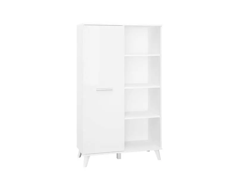 Komoda wysoka z regałem SECCO biała połysk
