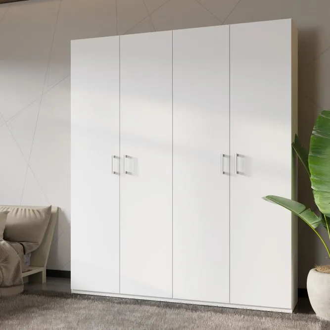 Szafa 4-drzwiowa HOME NOOK 3 drążki i półki 180cm biała - HMNS941-120