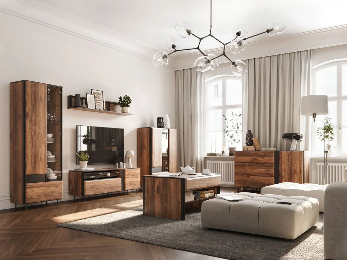 Półka 04 Borga dąb catania, czarna 155cm - BG4DCC