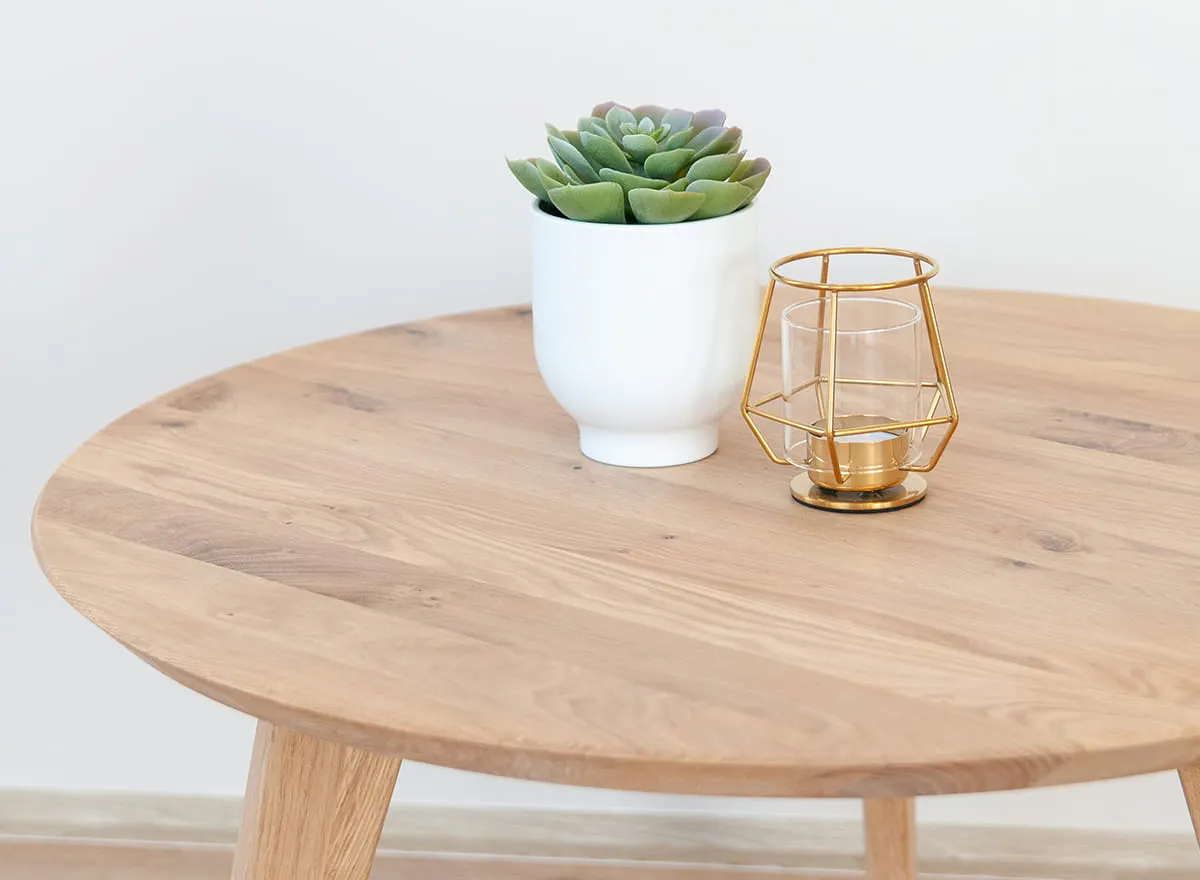 Stolik kawowy dębowy ORBETELLO okragły 70 cm - dąb olejowany - 3SORB58