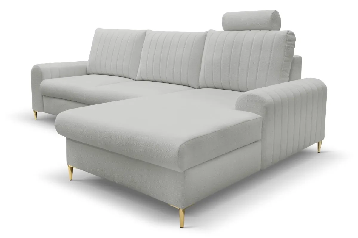 Narożnik rozkładany z pojemnikiem MONACO LOFT 251 cm prawy popielaty