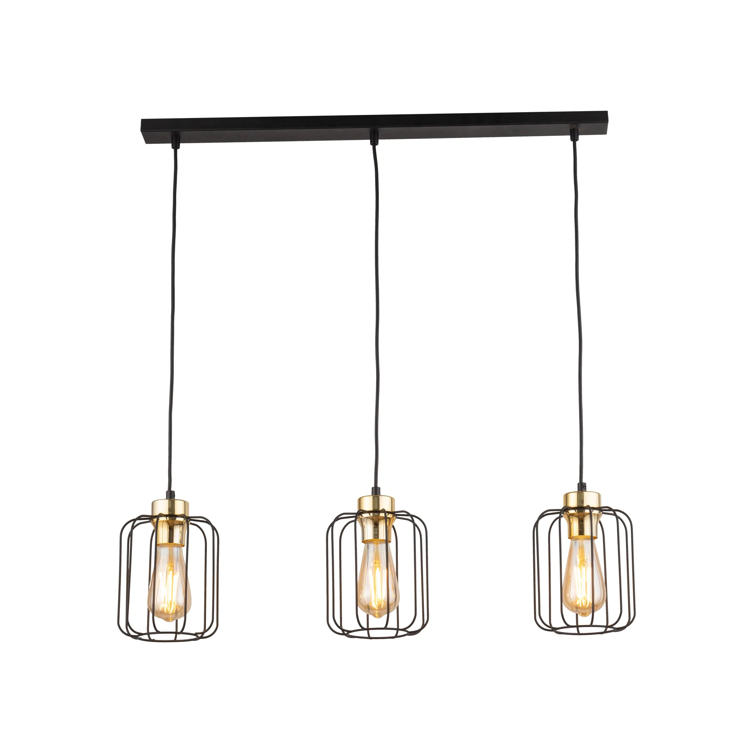 Lampa wisząca GALAXY czarna ze złotymi elementami na listwie metalowej 120x74x15cm - TK_4716