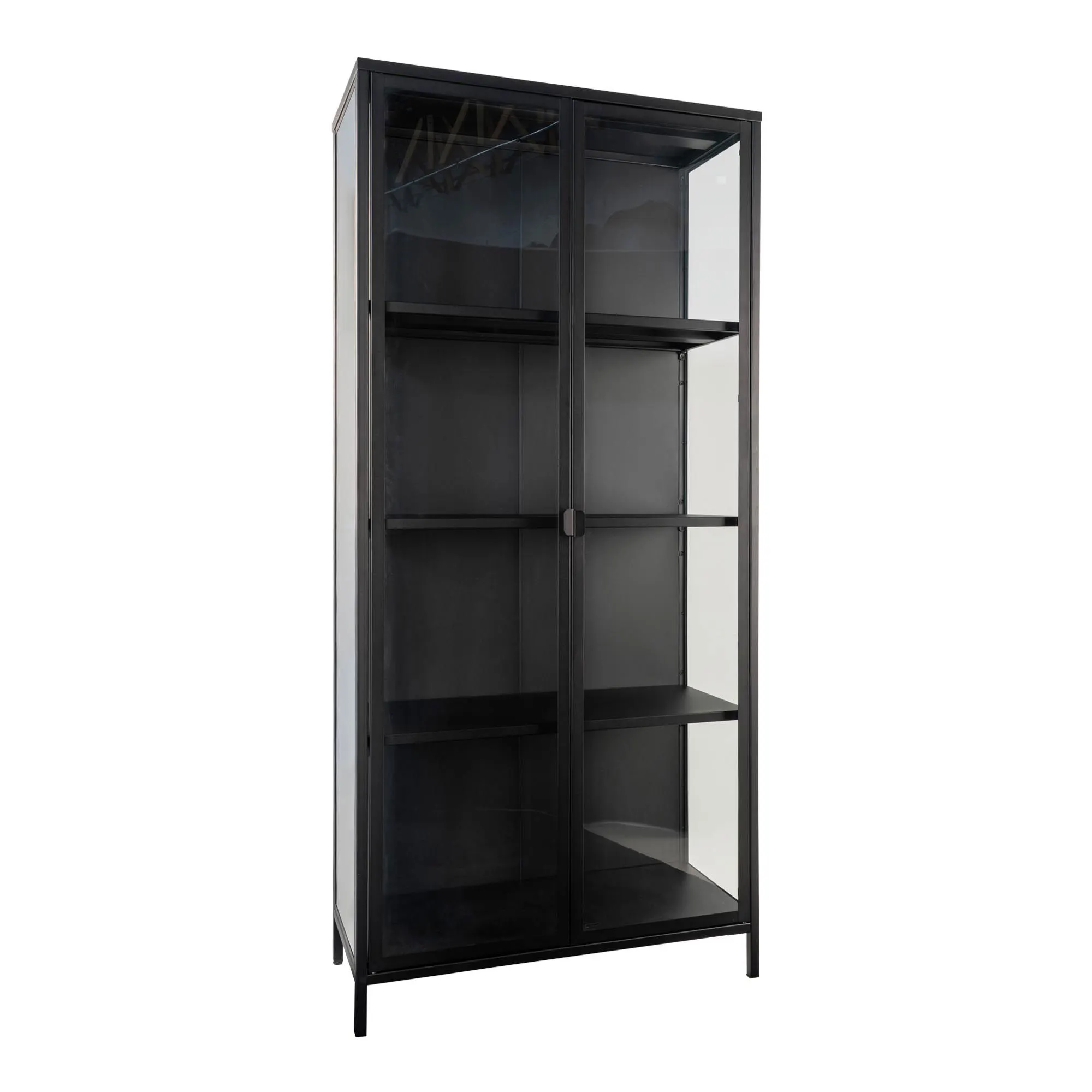 Witryna 2-drzwiowa BRISBANE przeszklone boki 80x35x175 cm - czarna