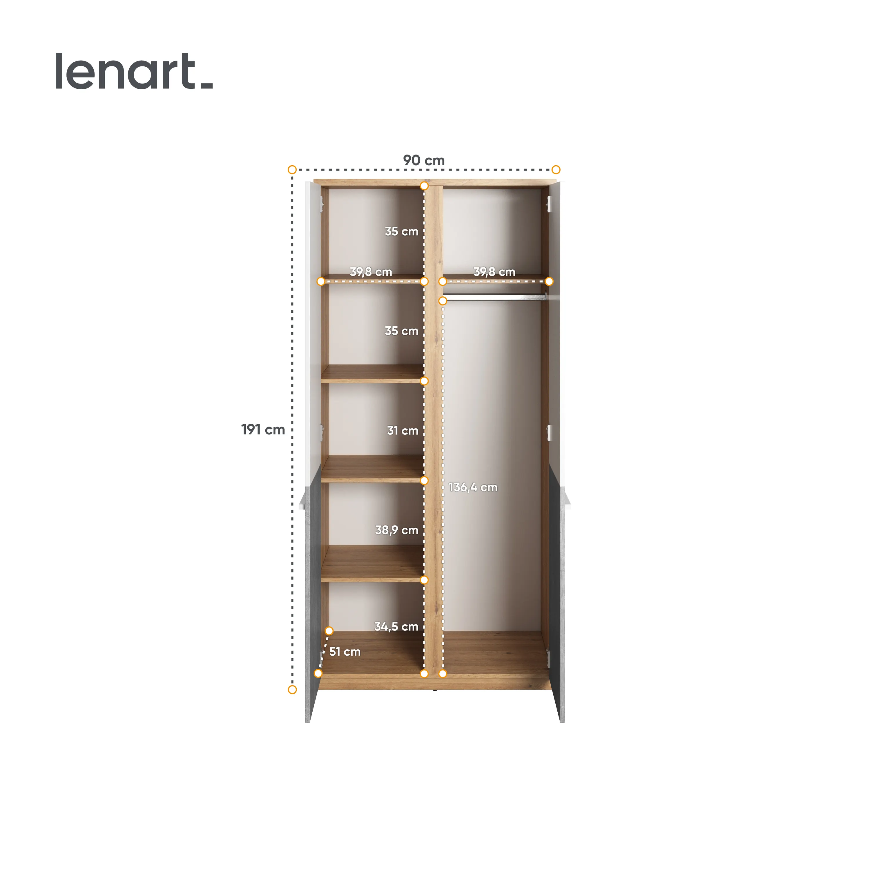 Szafa 2-drzwiowa Plano PN-02 dąb nash - PN2DBB