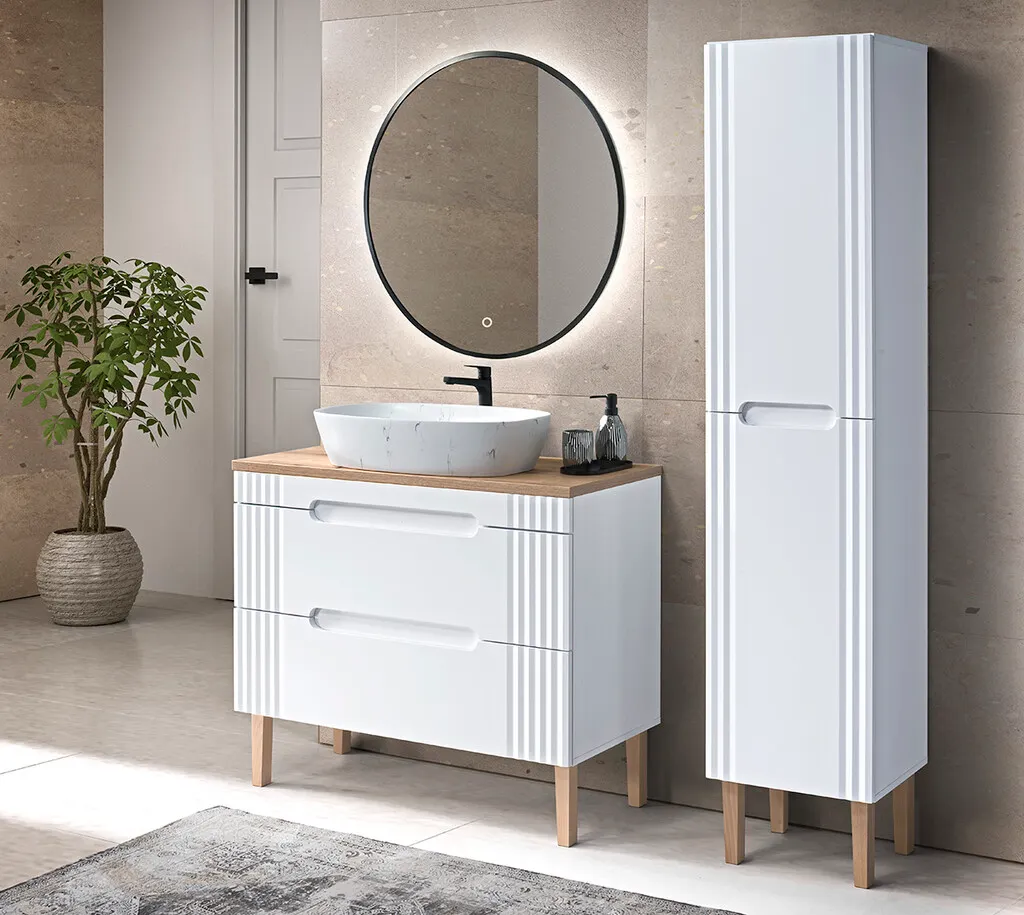 Szafka pod umywalkę z 2 szufladami FIJI biała 62x60x46cm