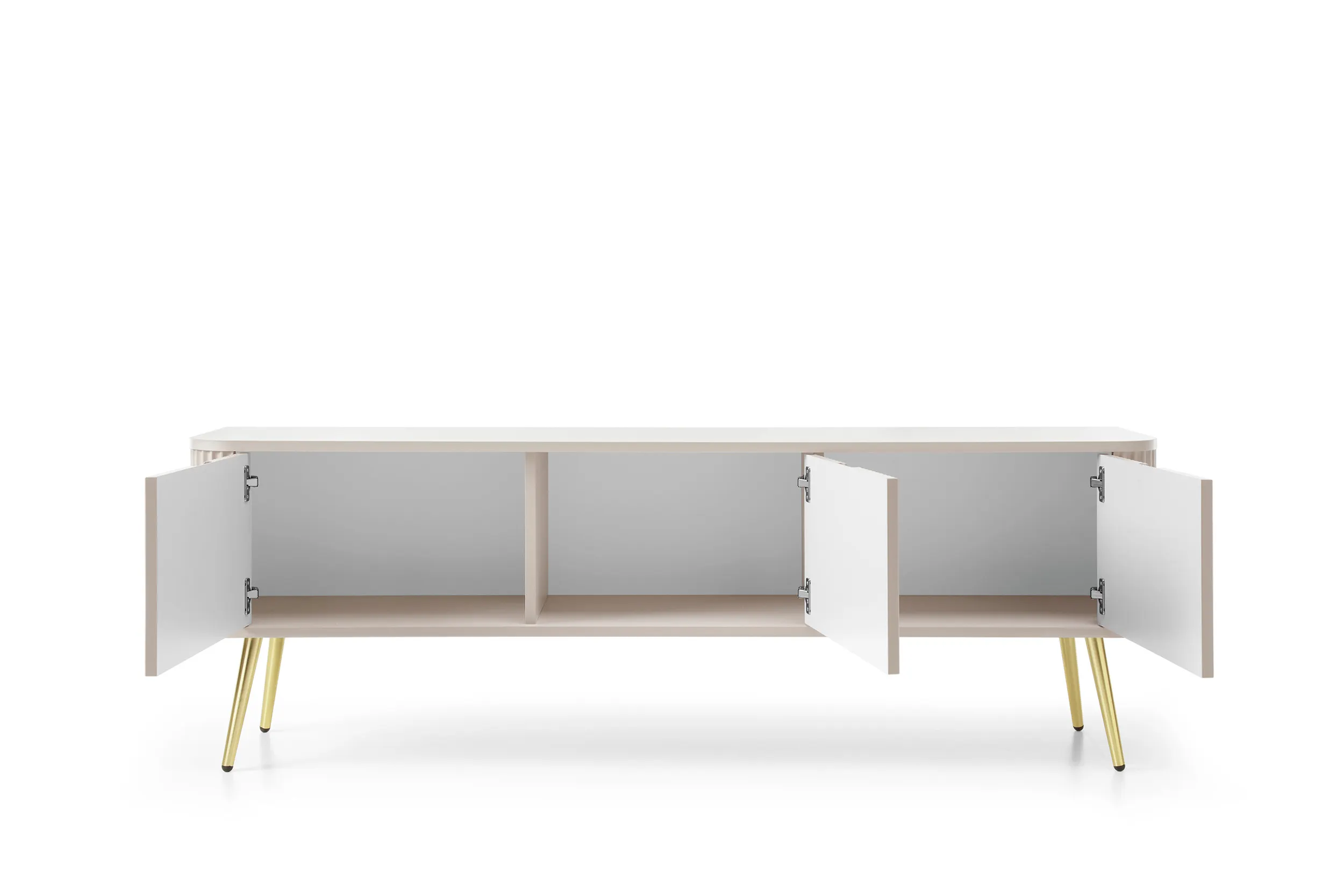 Szafka RTV 3-drzwiowa ZOVA frezowane fronty, cashmere, złoty - ZOVA_RTV168_CASHZL