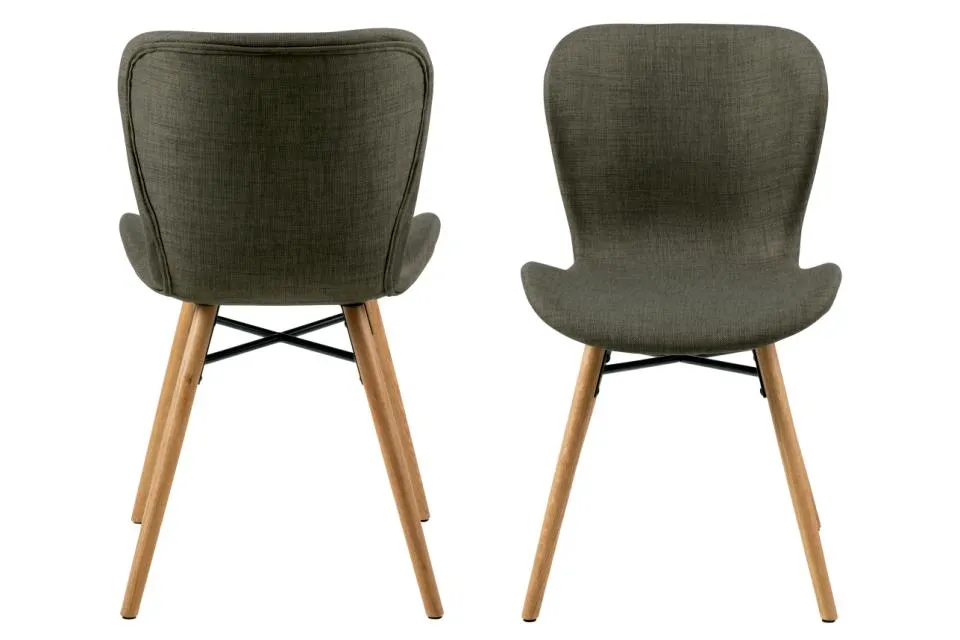 Krzesło tapicerowane DOREN oliwkowy, Dab olejowany ( zestaw 2 sztuk ) - H000018251