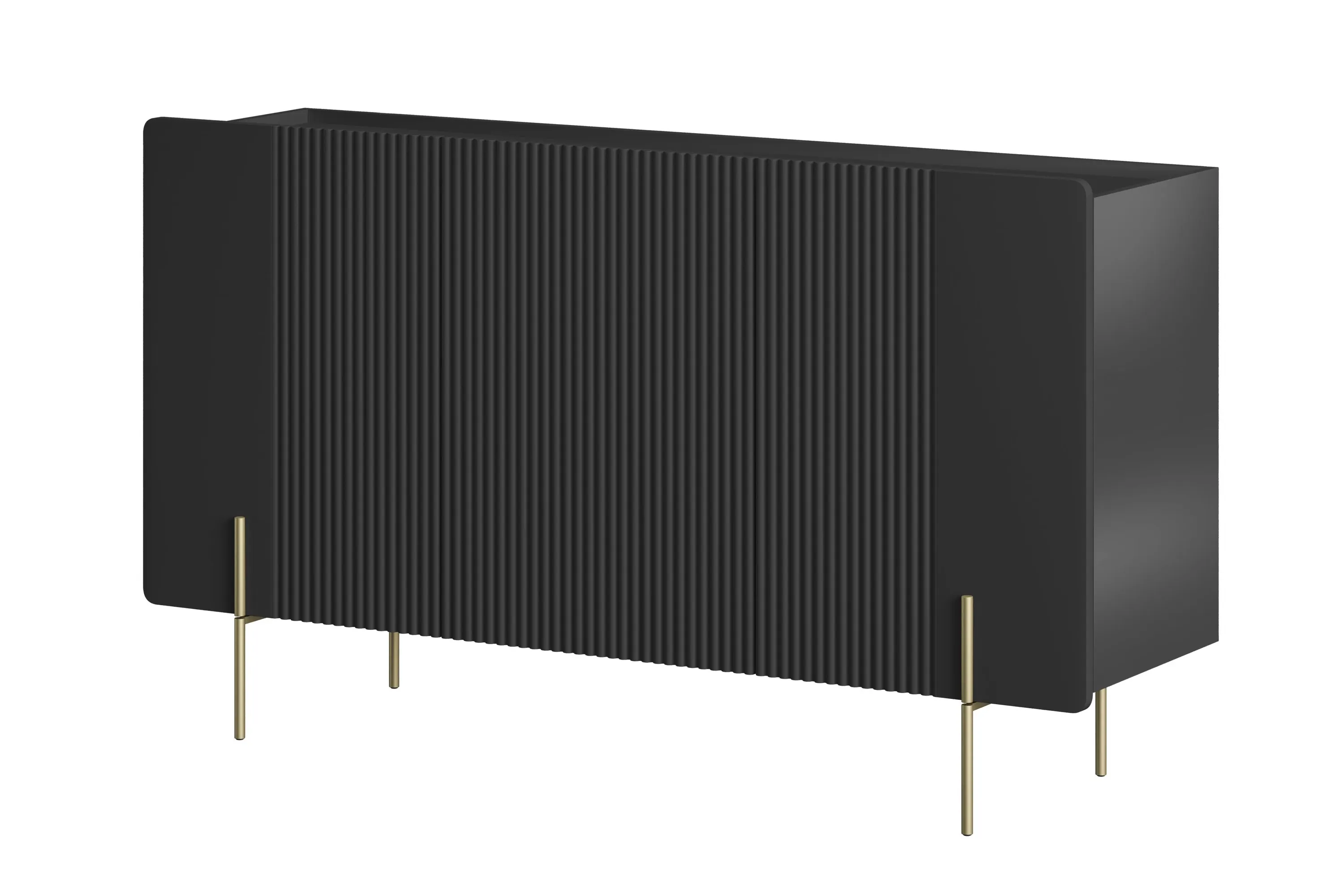 Komoda 3-drzwiowa MALMI 150cm - czarna złote nogi Meble, kredens, Szafka