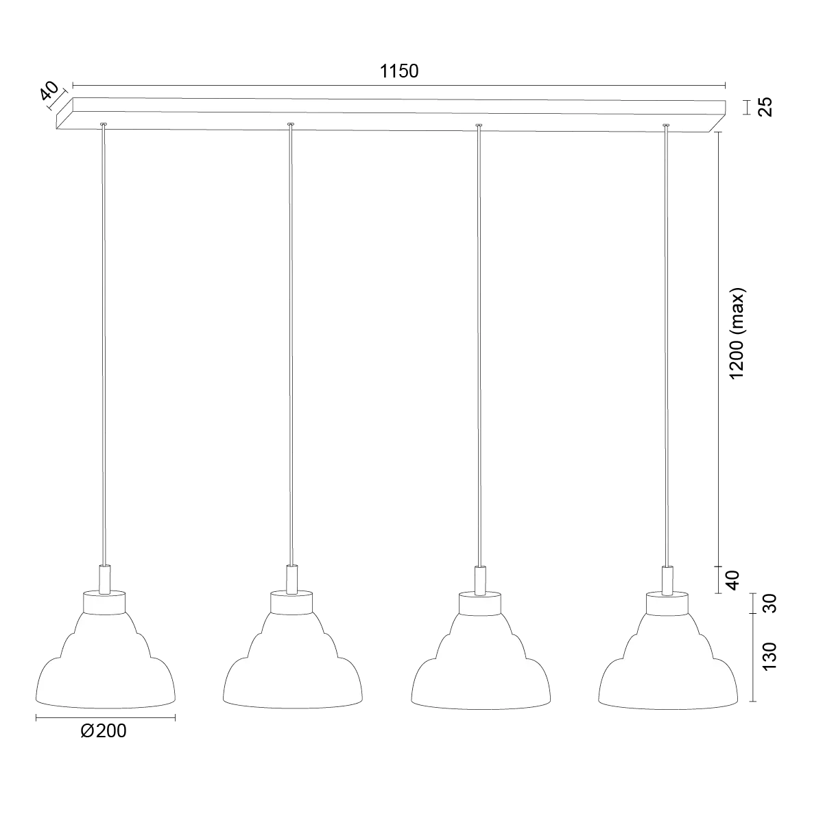 VENTURA lampa wisząca 4 pł., listwa 1860 - 1860A