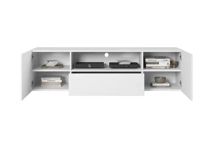 Szafka RTV ASHA 167 - biały mat - ryflowany front - wisząca — zdjęcie 15