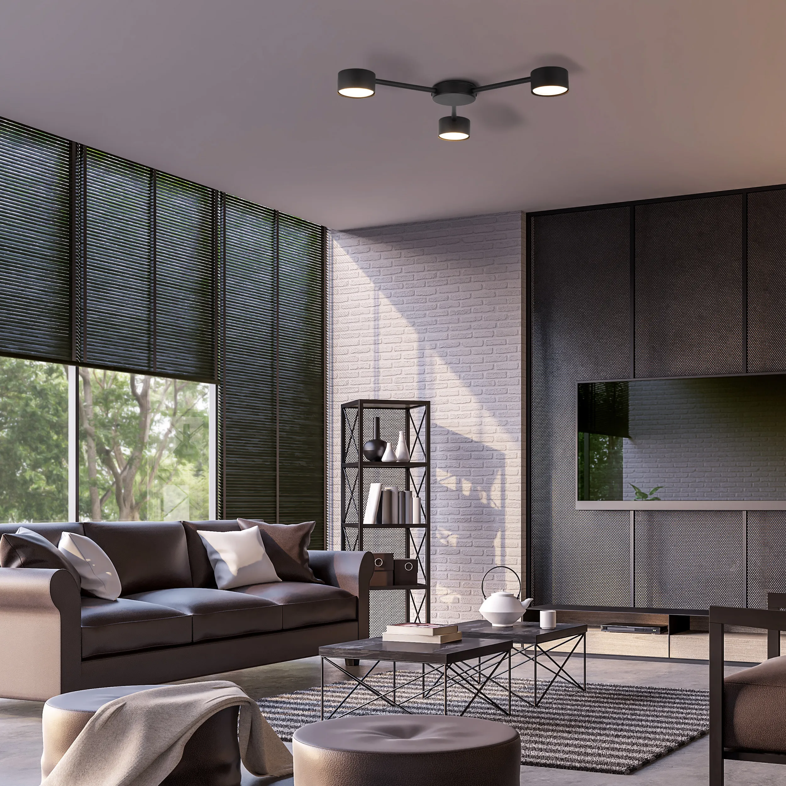 Lampa sufitowa AVIA czarna potrójna 49x44x5cm - TK_4689