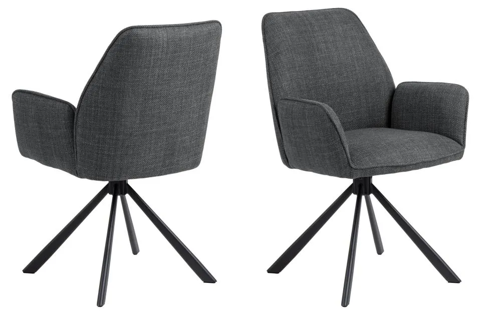 Krzesło obrotowe z podłokietnikami DOMINO Ciemnoszary, Czarny ( zestaw 2 sztuk )