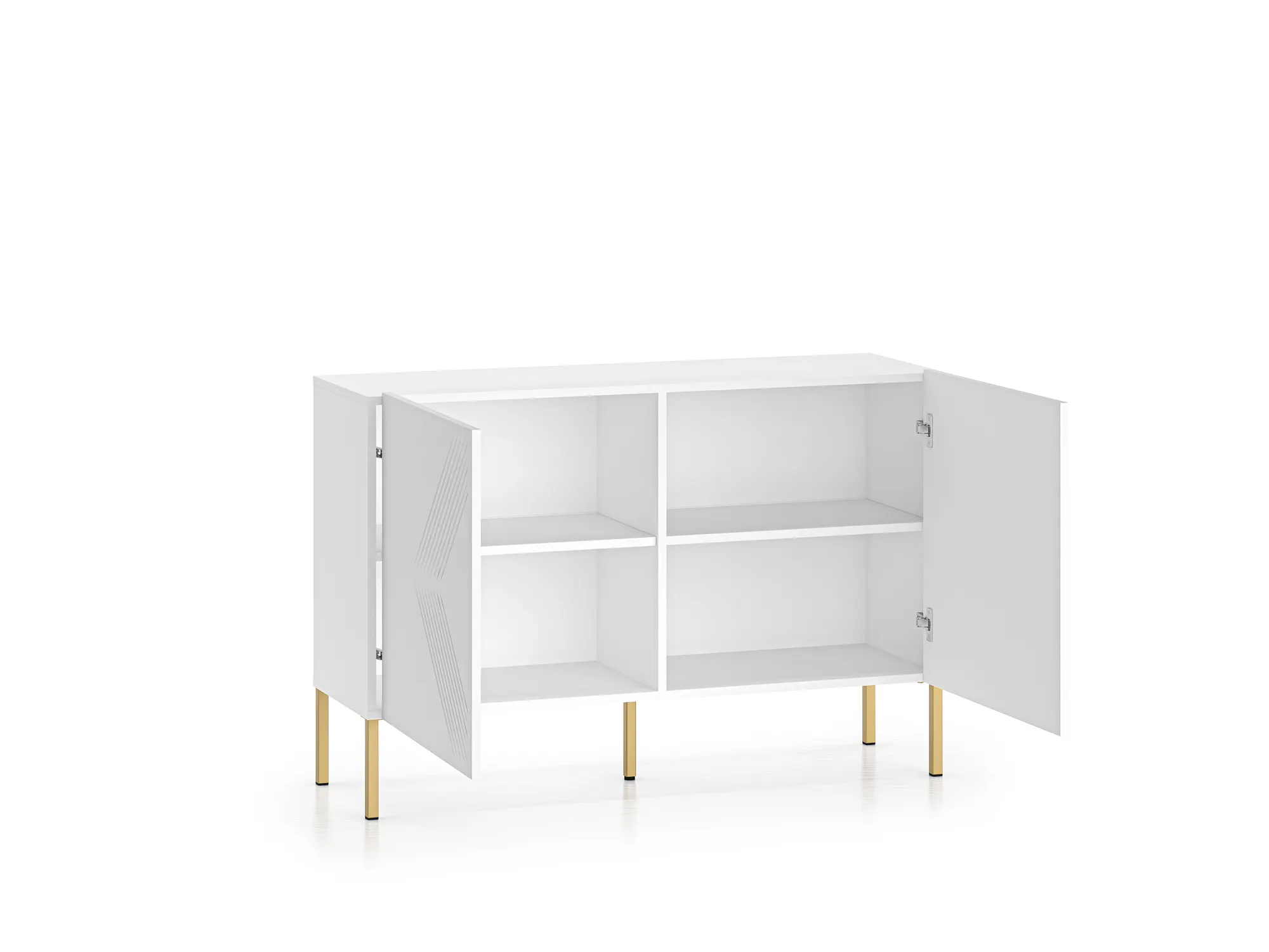 Komoda 2-drzwiowa CLEARING 03 biały alpejski, noga-złoty - 1CLEA03-001-04