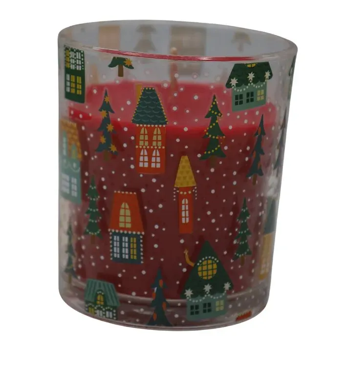 Świeczka w szkle AROMATIC WOOD & GINGER duża 9133 czerwona