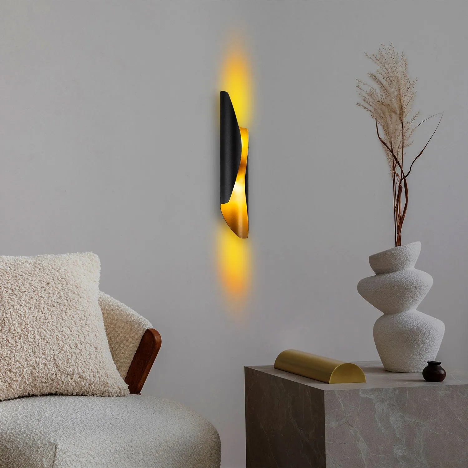 Lampa ścienna kinkiet FLARE 8x40 cm czarna złota - ASI_892OPV2426