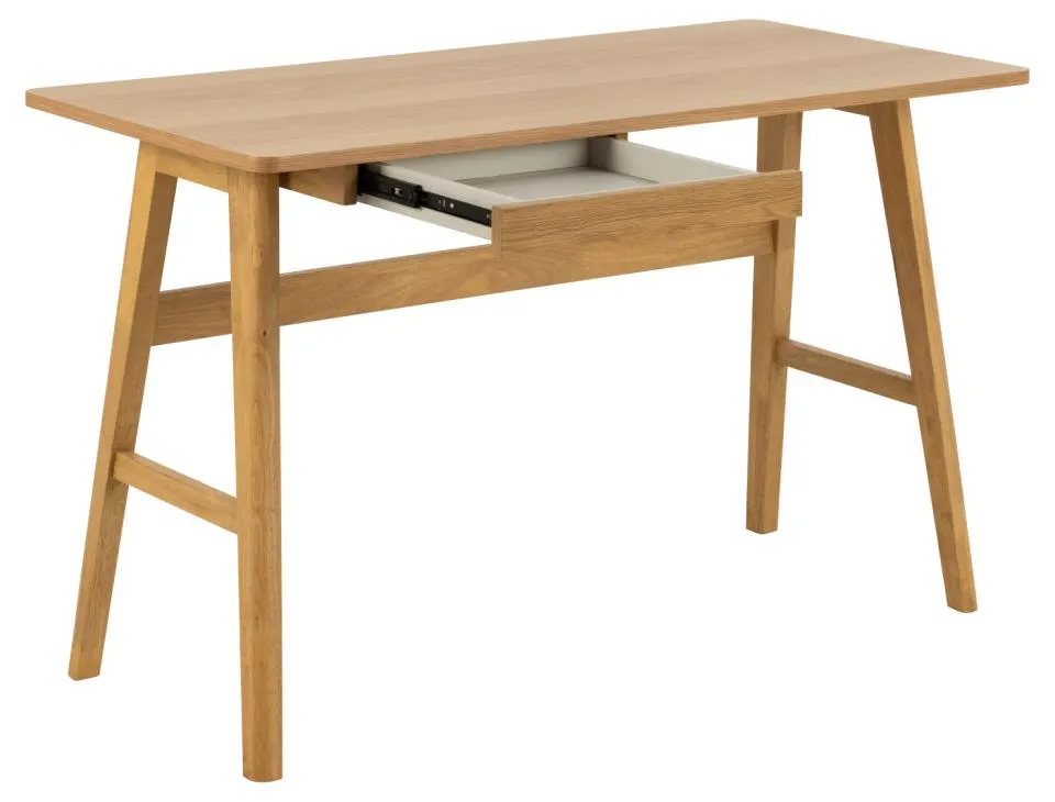 Biurko drewniane z szufladą BARNETT 60 x 120 dąb lakierowany - 0000104886