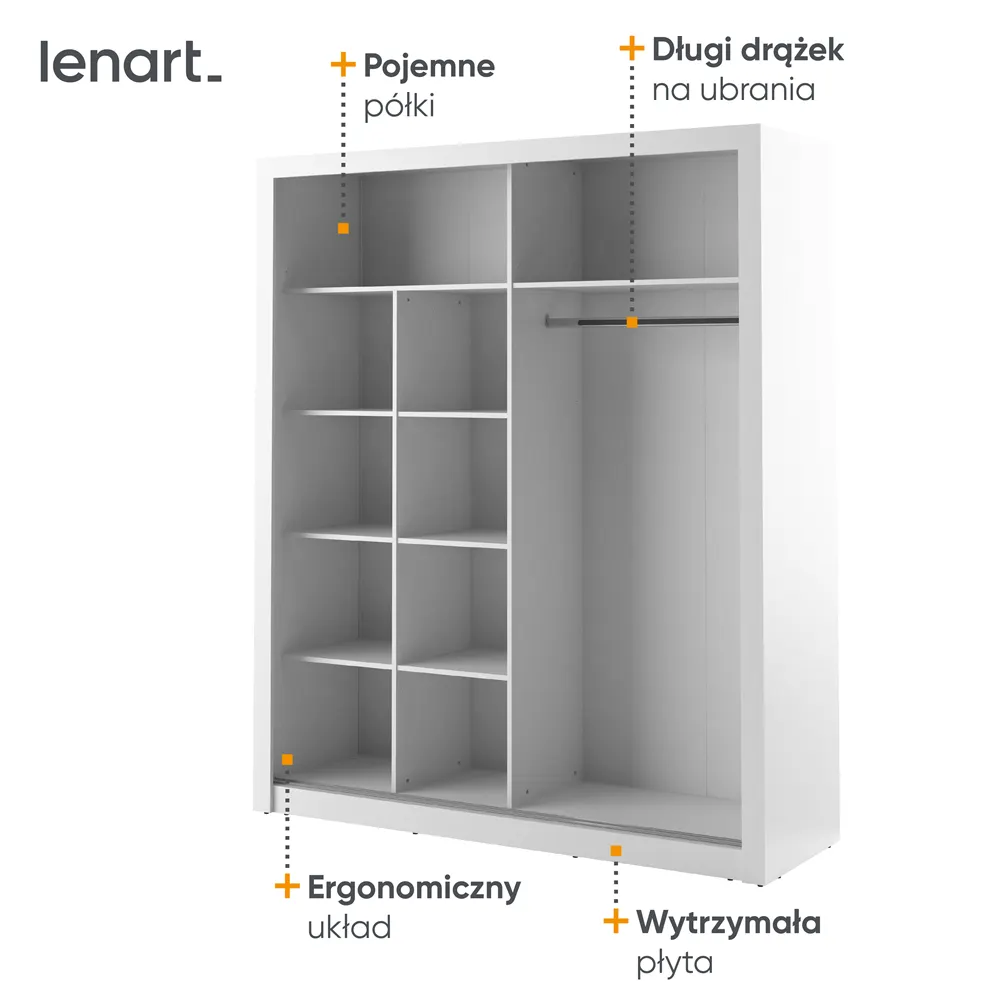 Szafa 2-drzwiowa z lustrami ARTI AR-08 203cm biała - AR8BI