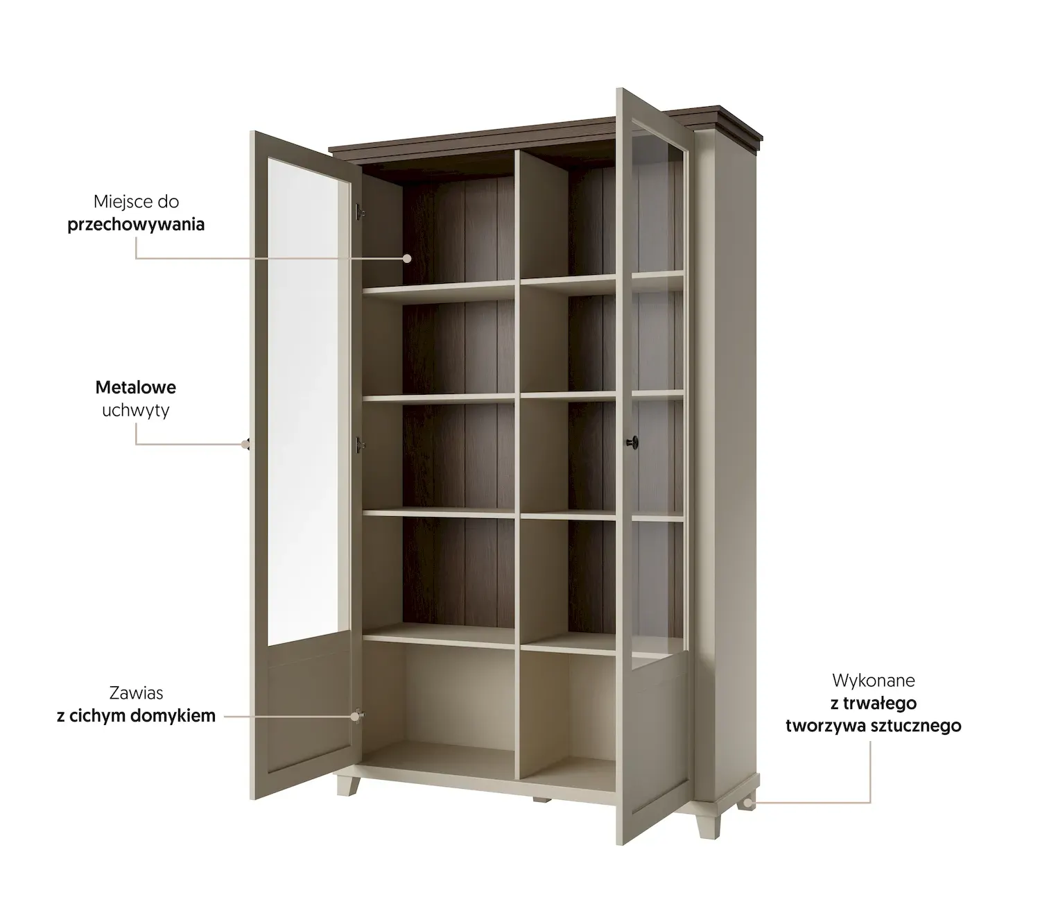 Witryna 2-drzwiowa EVORA WM beż jasny dąb dunin - 24D1JU13