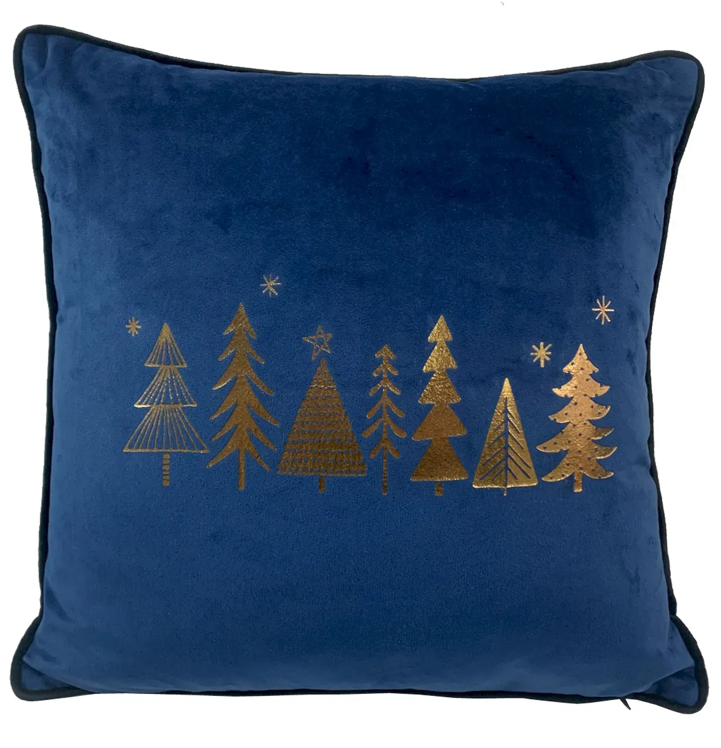 Poduszka świąteczna welurowa ZE ZŁOTYMI CHOINKAMI 40x40 granatowa Poduszka świąteczna welurowa ZE ZŁOTYMI CHOINKAMI 40x40 granatowa