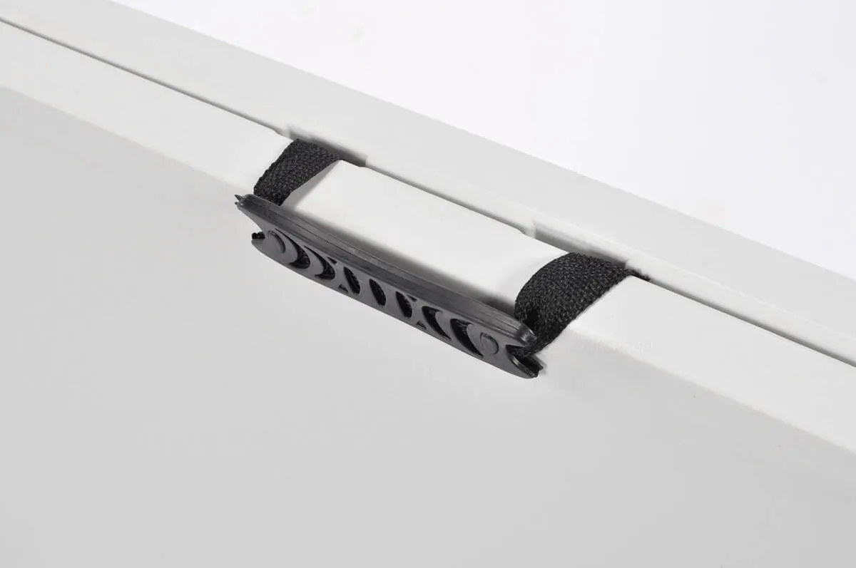 Zestaw mebli cateringowych, składany - stół 150 cm + 4 krzesła - biały, szary - FE5906480913036