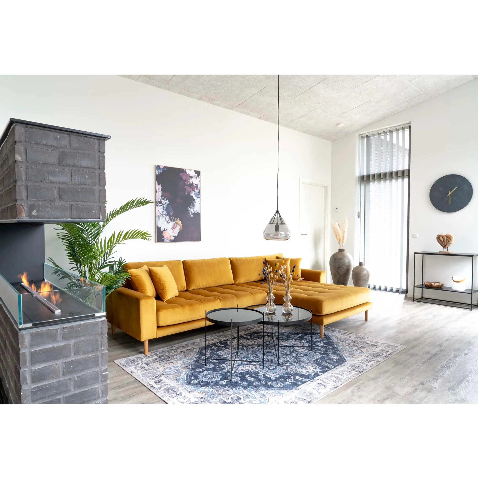 sofa, sofa-ekstra, kanapa-żółta, salon, dywan