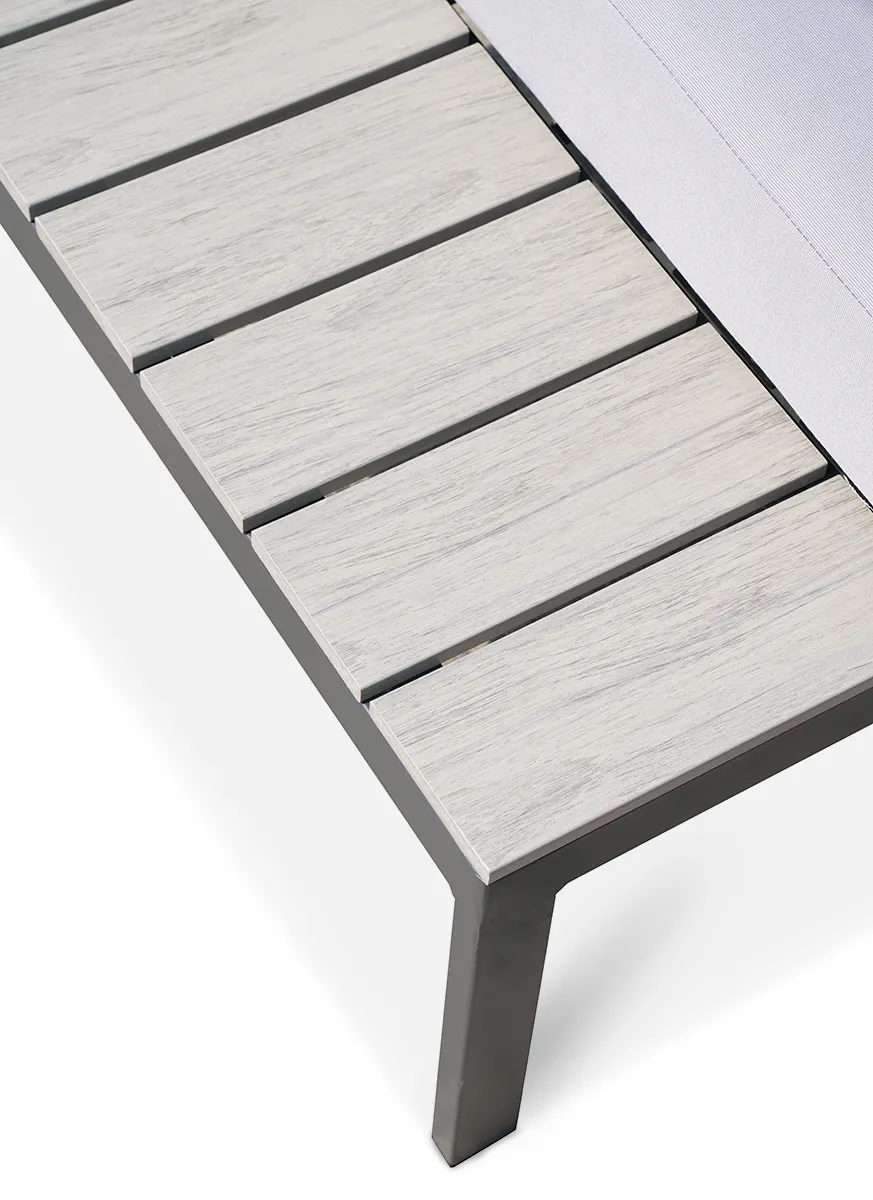 Narożnik ogrodowy modułowy ze stolikiem FREEMONT stalowy jasnoszary - FG001496