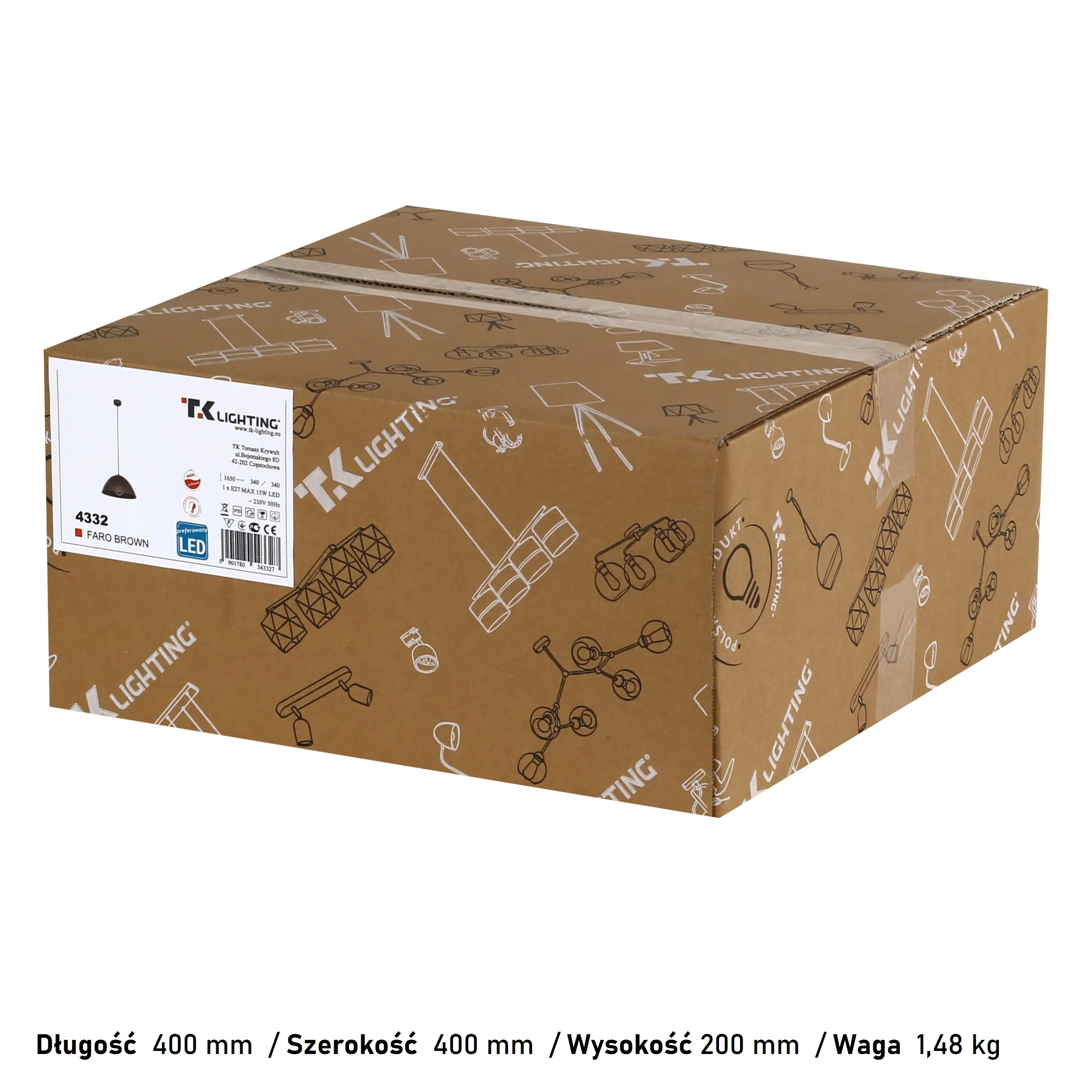 Lampa wisząca FARO brązowa 165x34cm - TK_4332