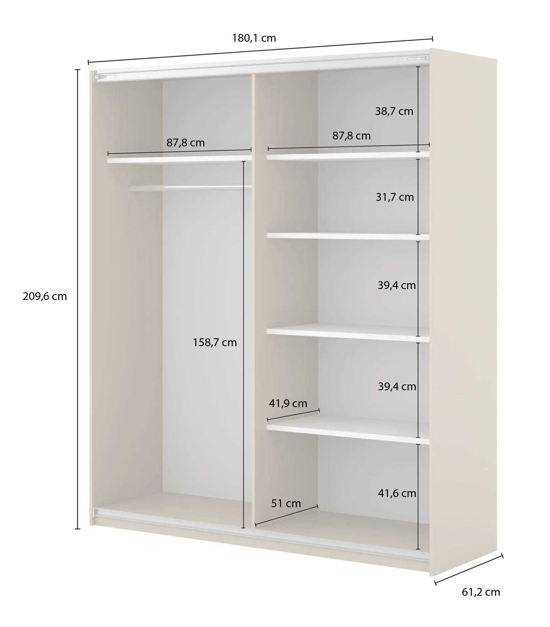 Szafa przesuwna z lamelami NIVA 180cm dąb dunin - 24DWOE16