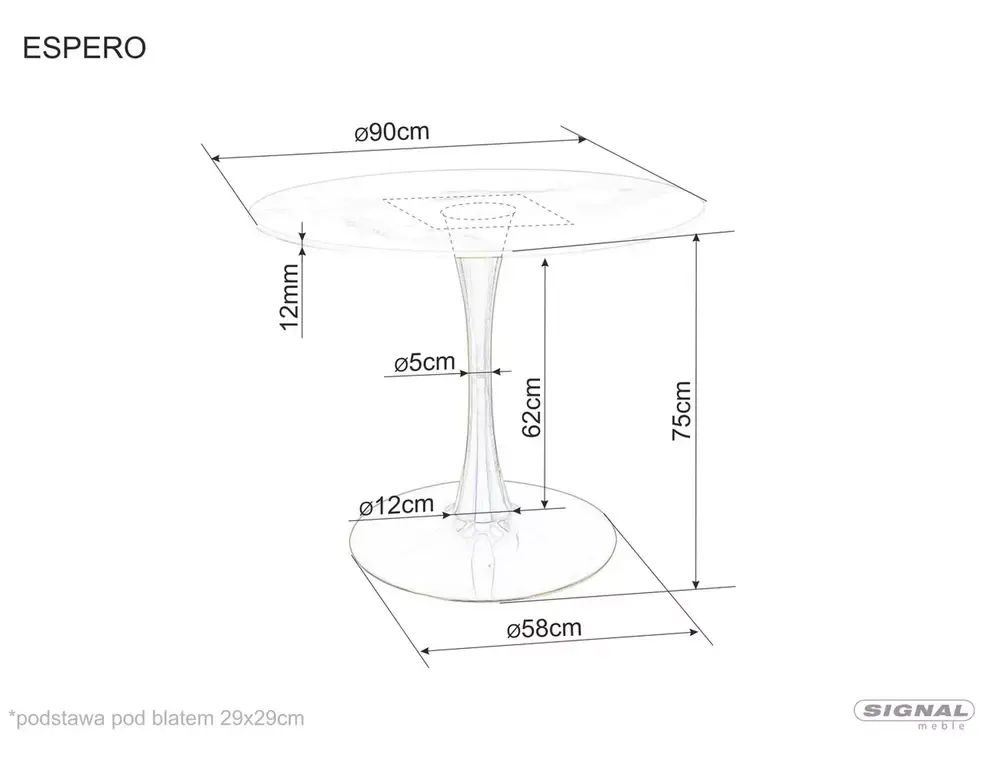 STÓŁ okrągły ESPERO BIAŁY EFEKT MARMURU/BIAŁY FI 90 Signal - ESPEROCB90