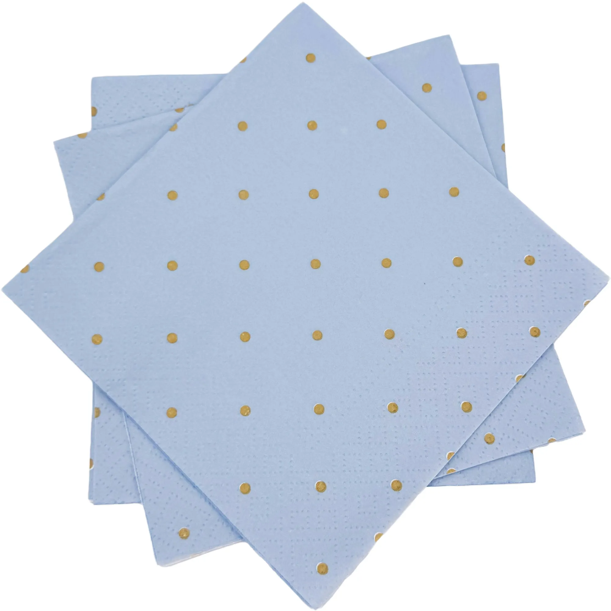 paper napkins, blue napkins, polka dot, gold dot, table decor