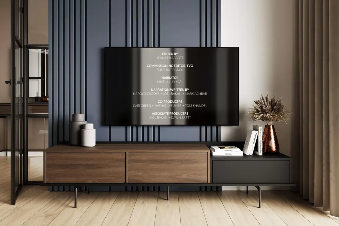 Szafka RTV z 2 klapami i szufladą ZENAR 200 cm orzech elegant czarny — zdjęcie 7