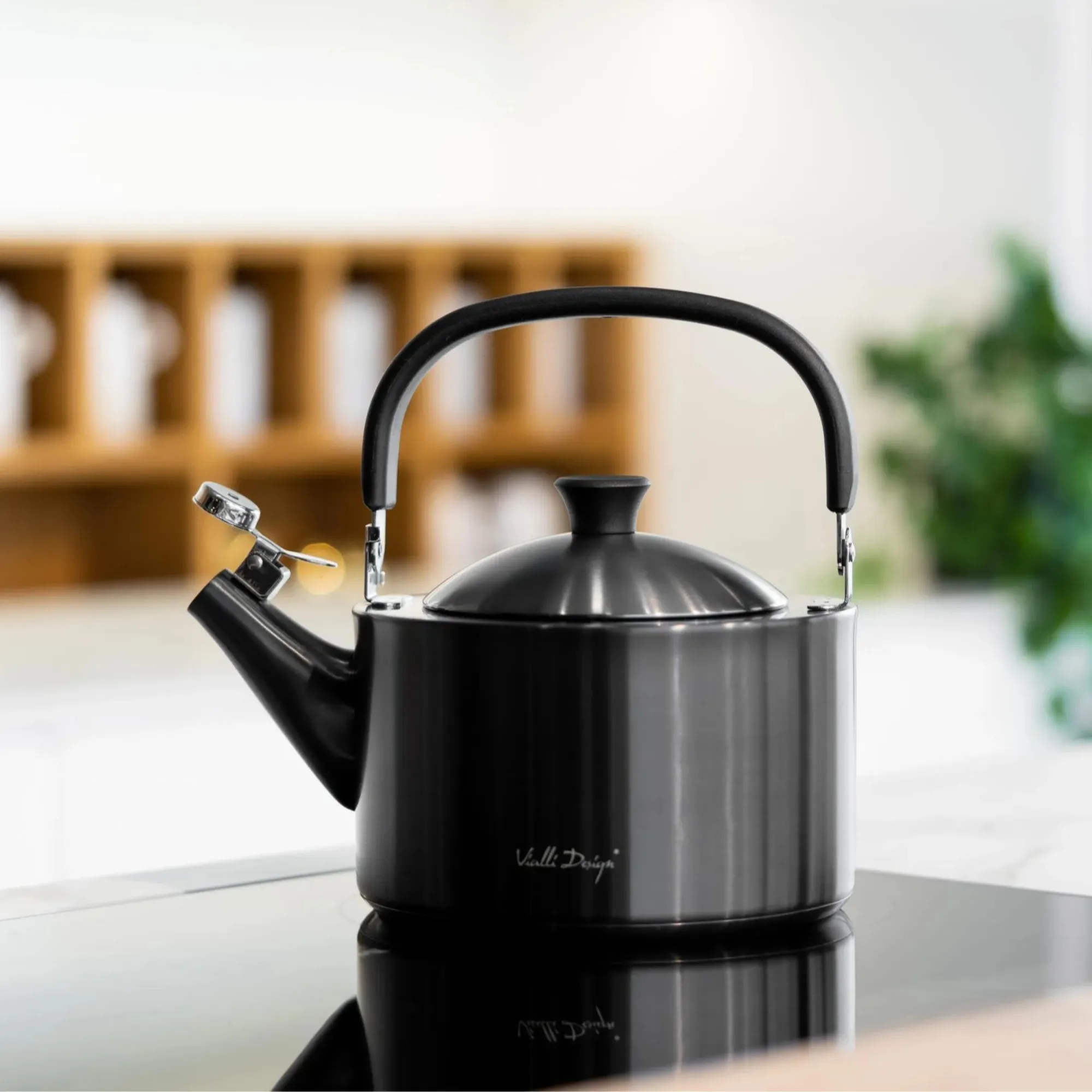 czajnik, kociołek, stalowy, czarny, design