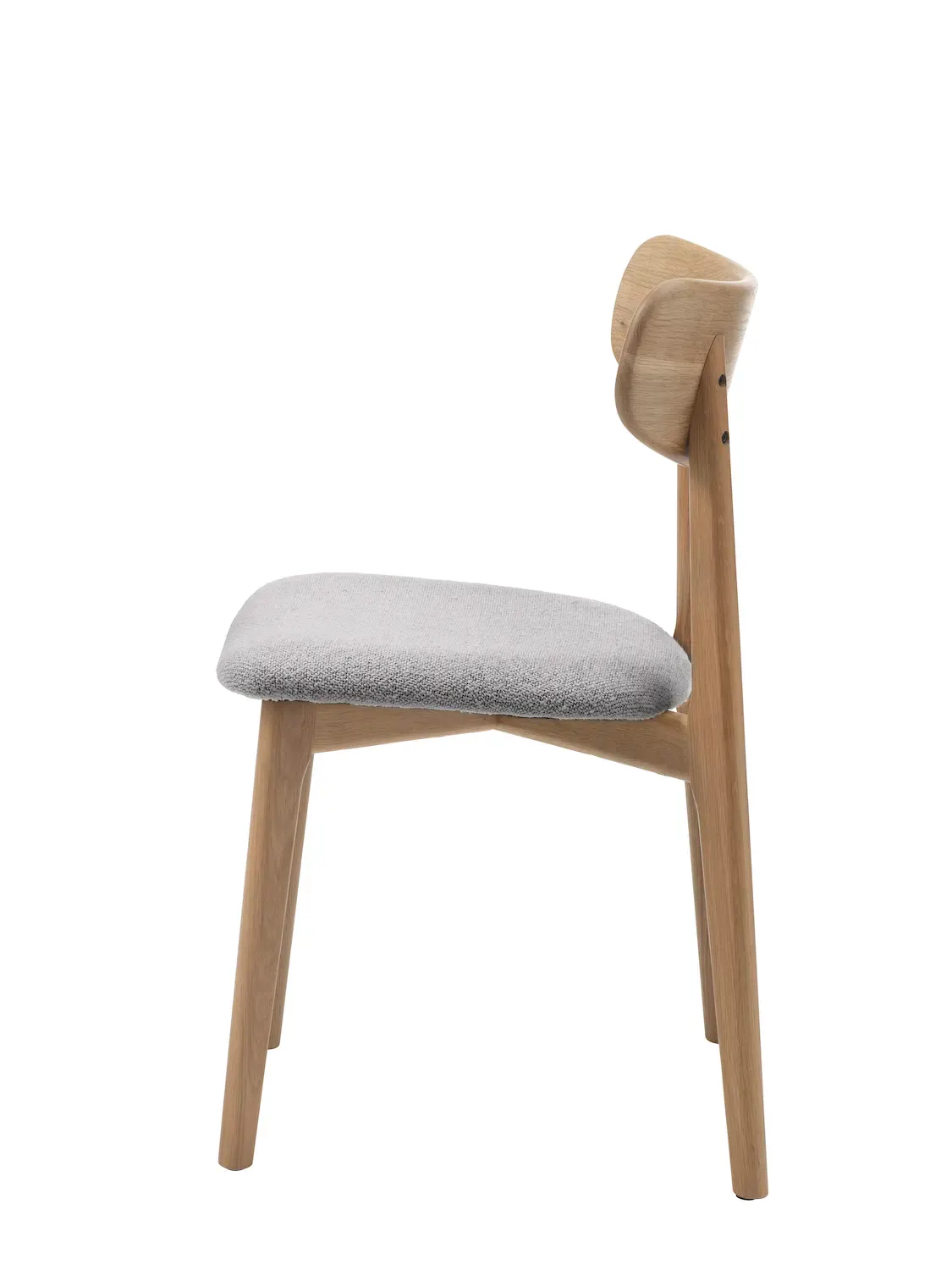 Krzesło drewniane ELIM z tapicerowanym siedziskiem - szary, naturalny - UN_49530004