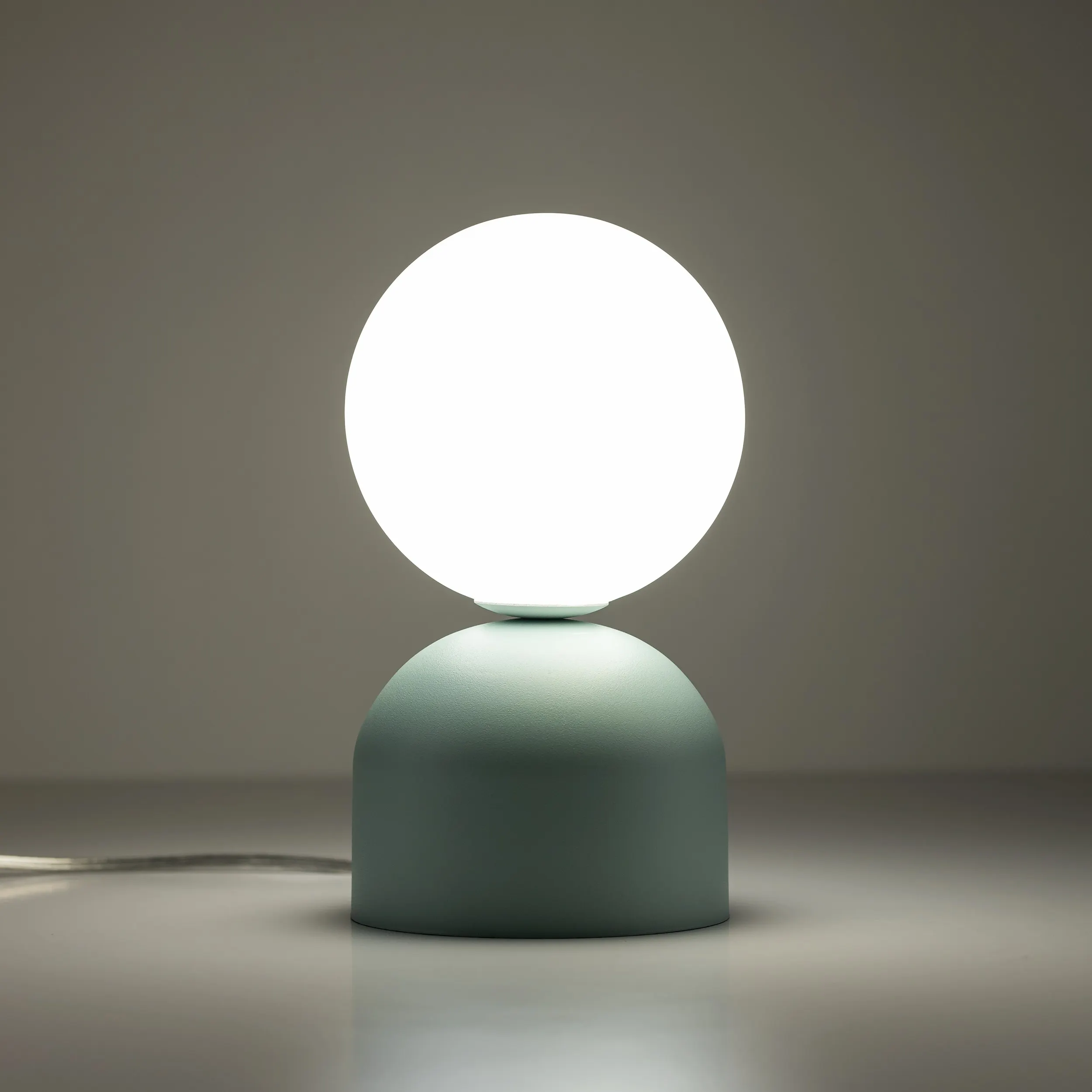 Lampka nocna MIKI miętowa z białym okrągłym kloszem 21x12cm - TK_16039