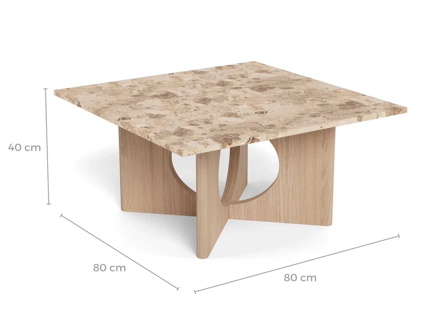Stolik kawowy FOLEY 80 cm latte mat dąb bielony - H000025540
